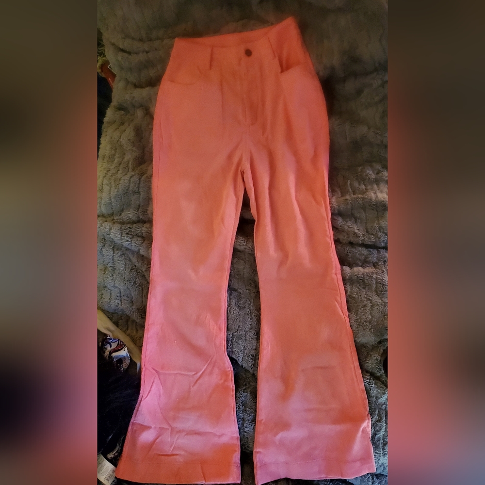 Pink Corduroy Flare Pants